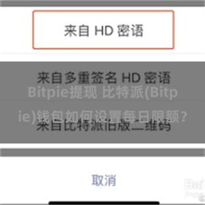 Bitpie提现 比特派(Bitpie)钱包如何设置每日限额？